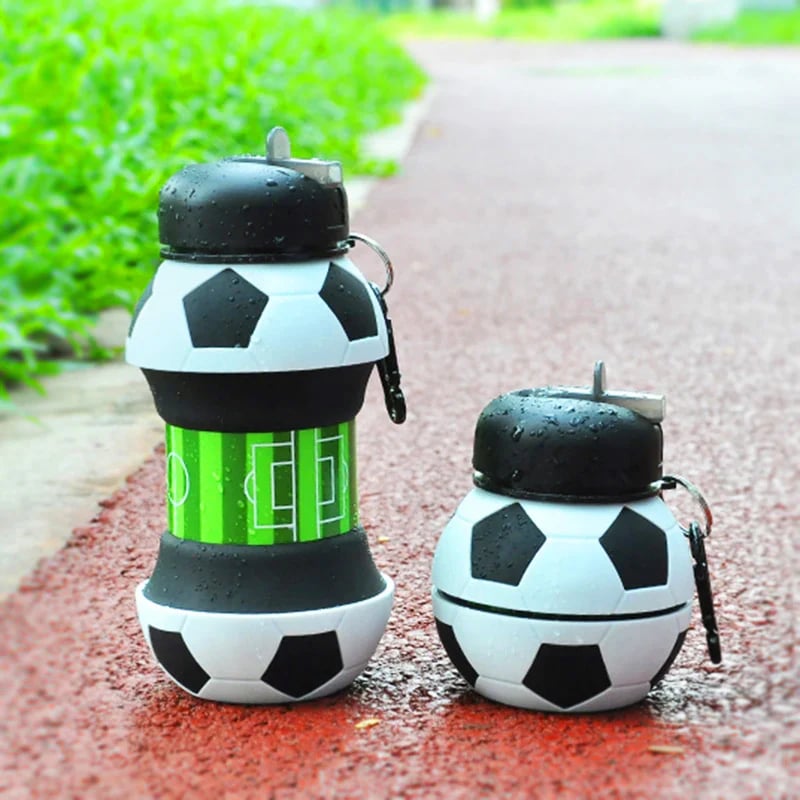 Football Design Silicone Folding Water Bottle