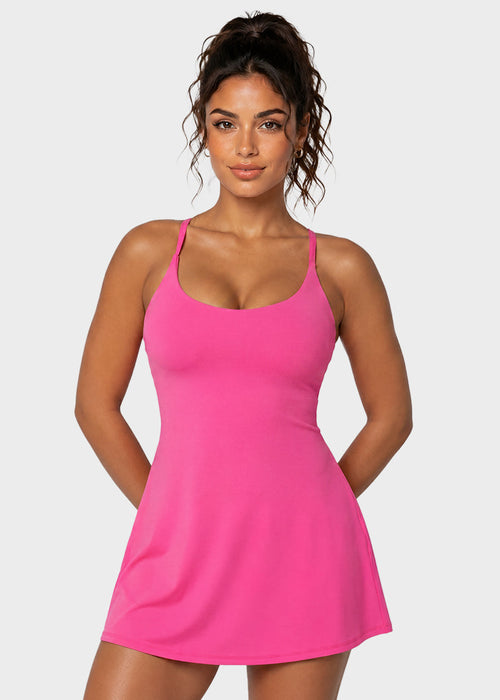 Summer Hot Sale☀️Softlyzero Plush Backless Active Dress-Easy Peezy, Spring Dresses, Dance Dresses for Women