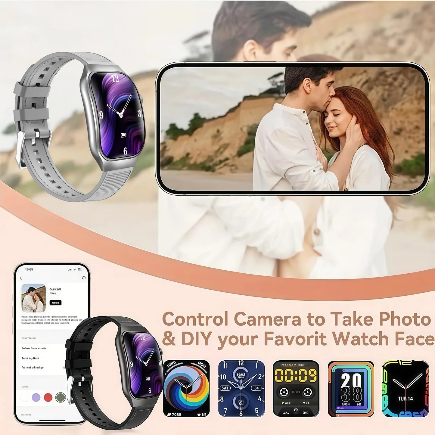 🔥Pain-Free Clip-On Earbuds & Smartwatch Gift Set – Complete Bundle with 20W Charger & Straps, Compatible with iOS & Android