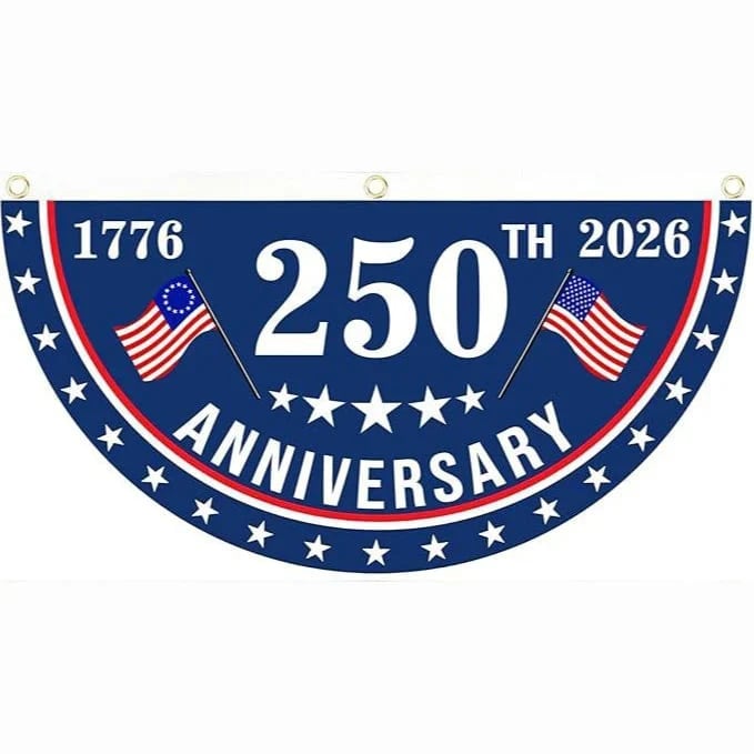 🔥Limited Time 50% Off✨ America 250th Birthday Semicircular Flag Banner 1776–2026 Patriotic Bunting