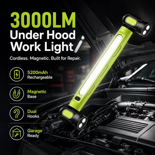 [Father's Day Gift] 3000LM Cordless Under Hood Work Light Bar for Car Repair & Garage Use
