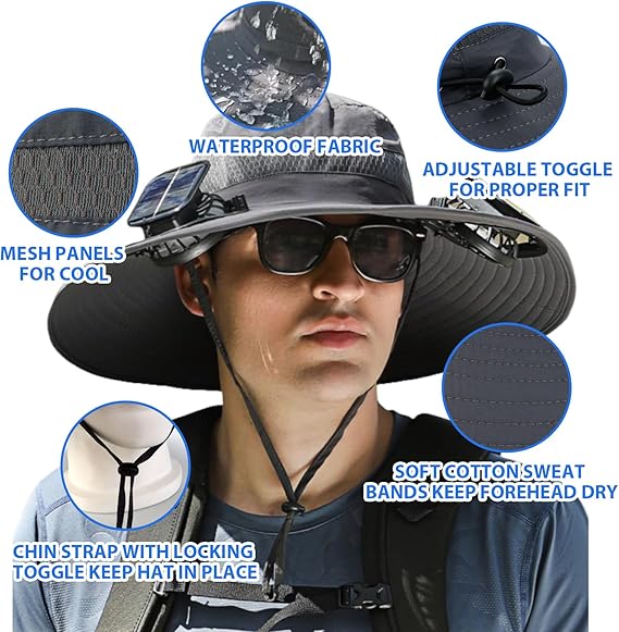 🔥Summer Hot Sale 50% OFF⚡-2026 New Ultralight Solar Fan Sun Fishing Hat-Solar & USB Charging🧢