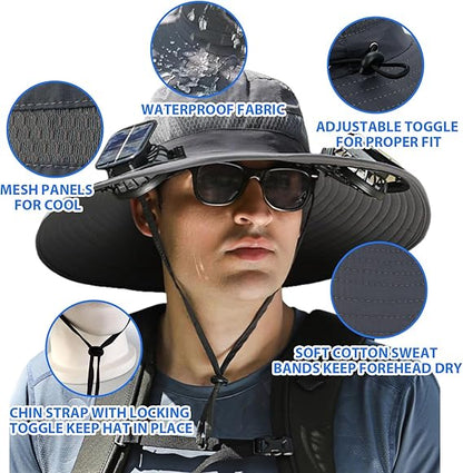 🔥Summer Hot Sale 50% OFF⚡-2026 New Ultralight Solar Fan Sun Fishing Hat-Solar & USB Charging🧢