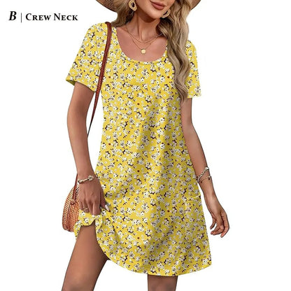 Summer Dress Dresses for Women 2026 Casual Summer V Neck Wedding Guest Dress Short Sleeve Fashion Beach Vacation Clothes