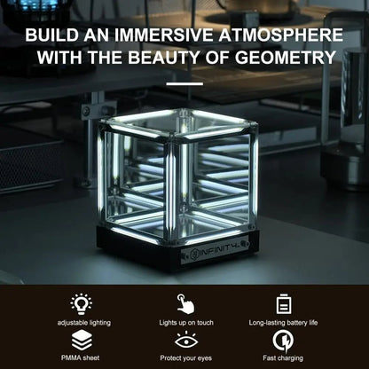 🏆Flash Sale#4D RGB Infinity Mirror Cube Light - Wireless Rechargeable Abyss Lamp