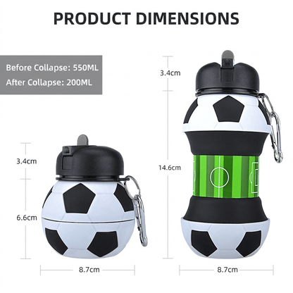 Football Design Silicone Folding Water Bottle