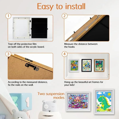 🎁Buy 2 Get 1 Free🎁Kids Art Frame, Front-Opening Art Gallery Display, Stores Up to 100+ Artworks