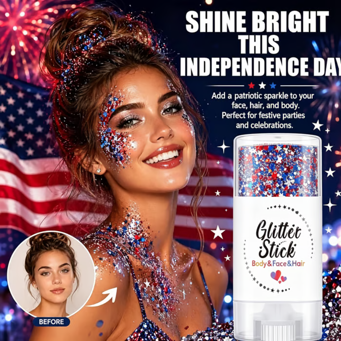 🏆Flash Sale#3-in-1 Patriotic Glow😍✨Red, White & Blue Glitter Body Stick
