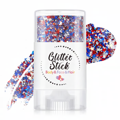 🏆Flash Sale#3-in-1 Patriotic Glow😍✨Red, White & Blue Glitter Body Stick