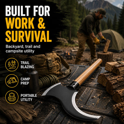 Tactical Dual-Head Clearing Axe & Sickle