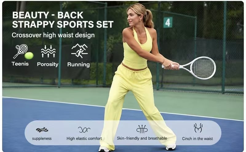 ⚡Hot Sales 49% OFF🔥Women's 2-Piece Fitted Sweatsuit - Trendy Summervibe Athleisure Set(✨Removable Chest Pads)