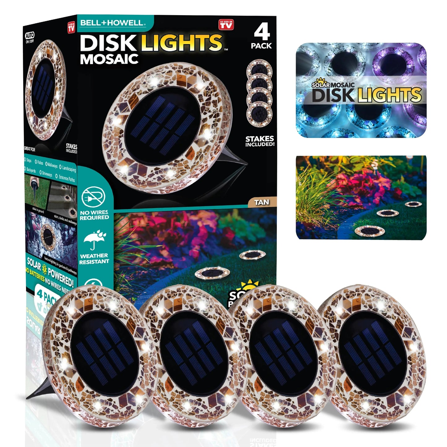 🏆Flash Sale✨Solar Outdoor Mosaic Disk Lights, Waterproof Decorative Pathway LED Light