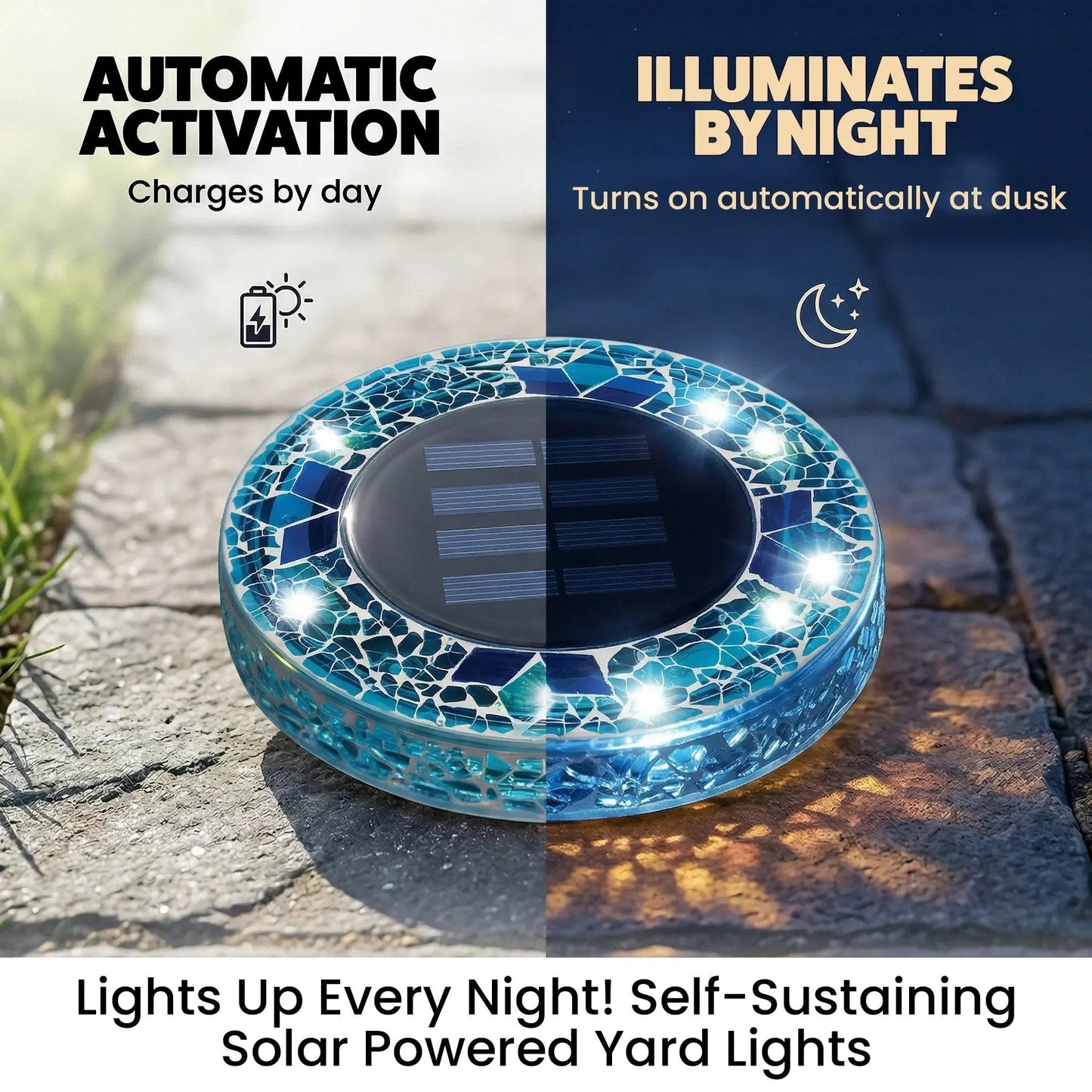 🏆Flash Sale✨Solar Outdoor Mosaic Disk Lights, Waterproof Decorative Pathway LED Light