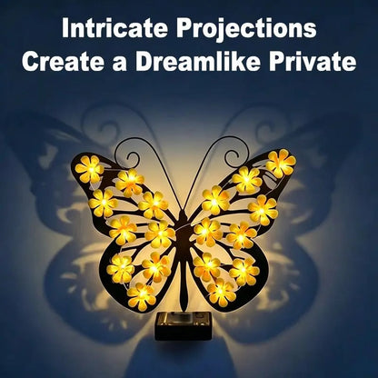 Outdoor Metal Butterfly Wall Art Decorative Solar Light