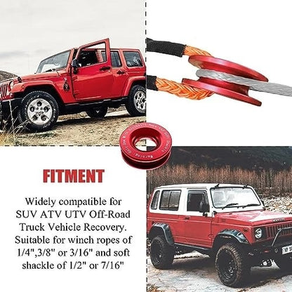 🏆Flash Sale#Winch Rope Synthetic Soft Shackle+Recovery Ring Set Rugged Shackles With Protective Sleeve 41000lbs