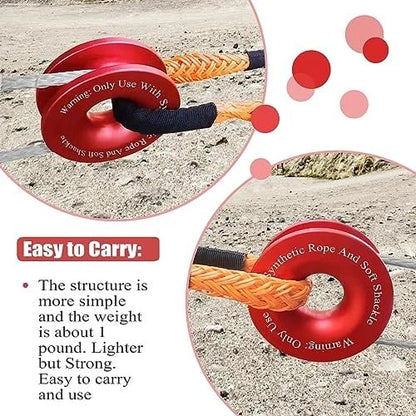 🏆Flash Sale#Winch Rope Synthetic Soft Shackle+Recovery Ring Set Rugged Shackles With Protective Sleeve 41000lbs