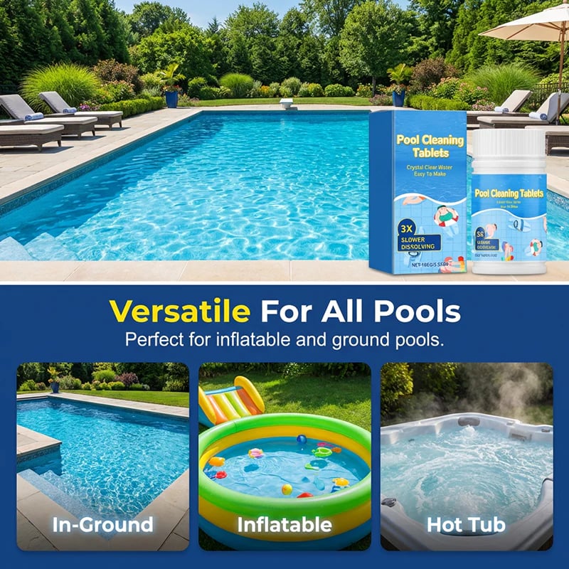 🔥HOT SALE 49% OFF🏊‍♂️Pool Cleaning Tablets for Crystal Clear Water 💦
