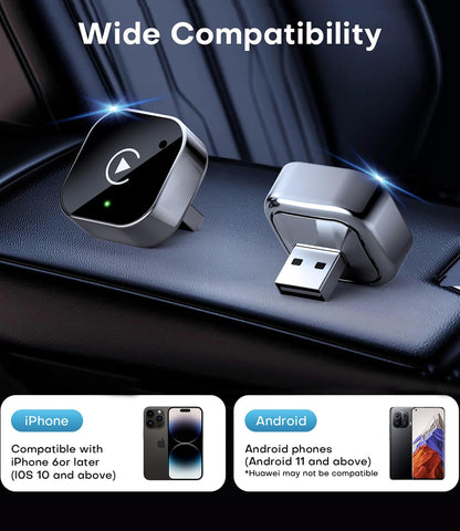 2026 Upgraded Wireless CarPlay Adapter& Android Auto Adapter-Mini&Stable CarPlay Wireless Dongle for iOS 10 Android 11 and Above