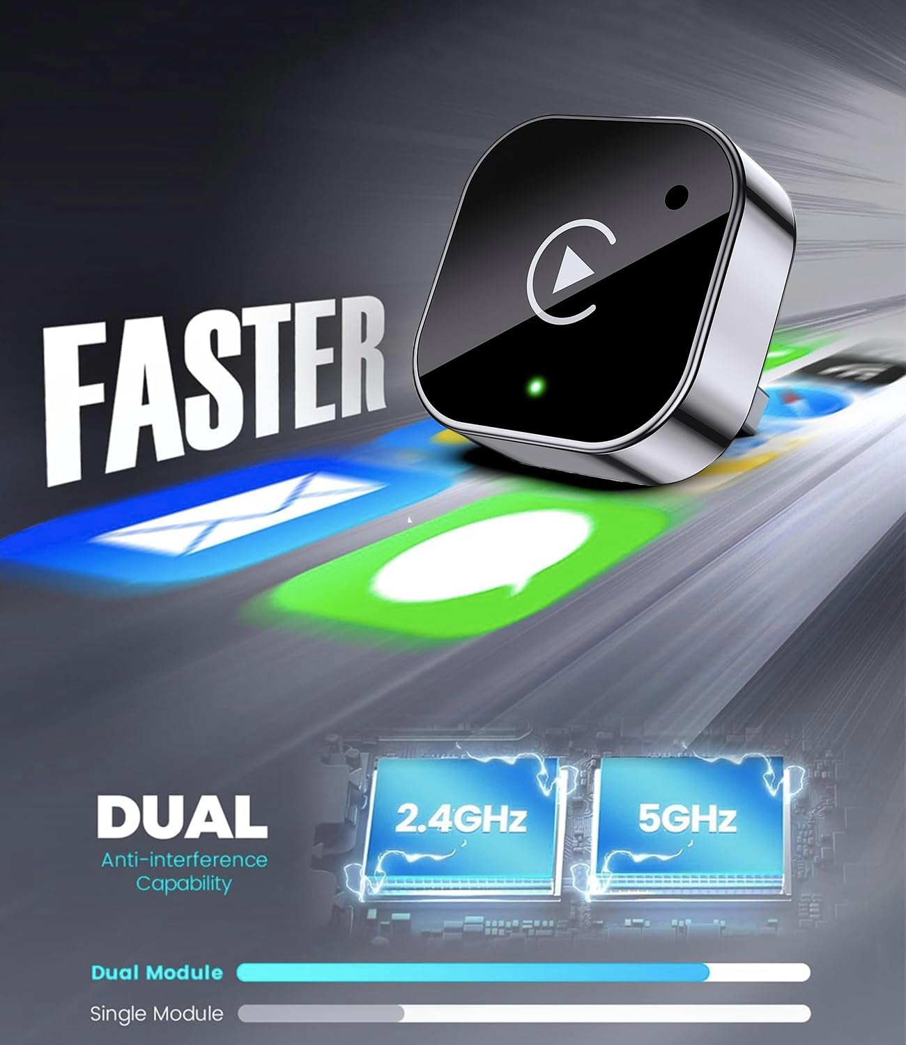 2026 Upgraded Wireless CarPlay Adapter& Android Auto Adapter-Mini&Stable CarPlay Wireless Dongle for iOS 10 Android 11 and Above