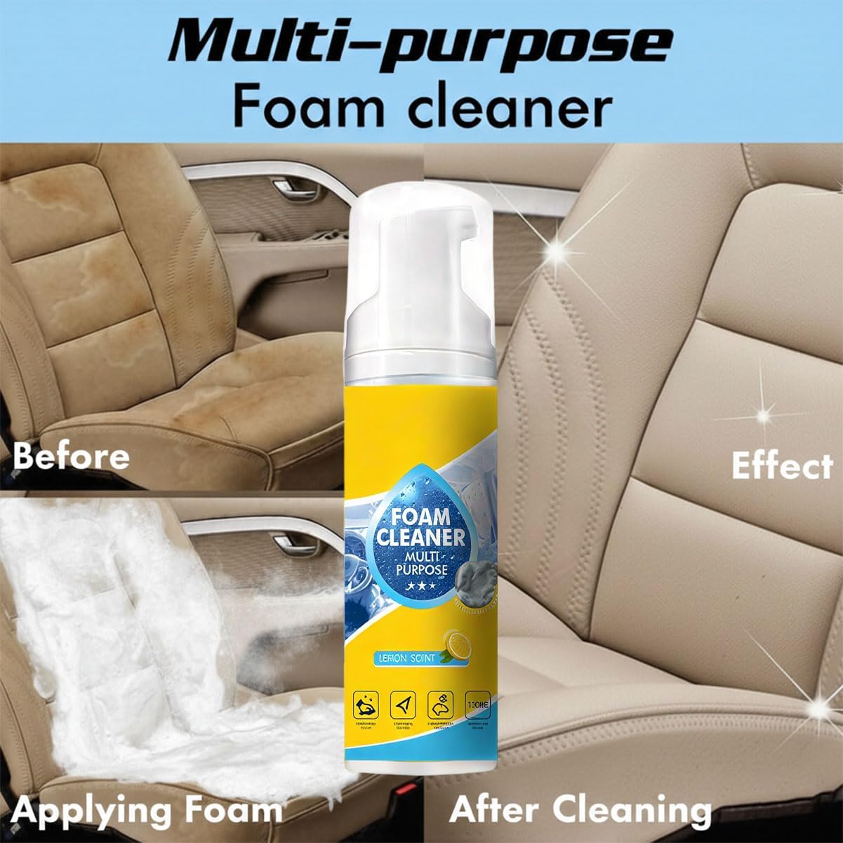 Automotive Interior Foam Cleaner, Enzyme for Car Seats