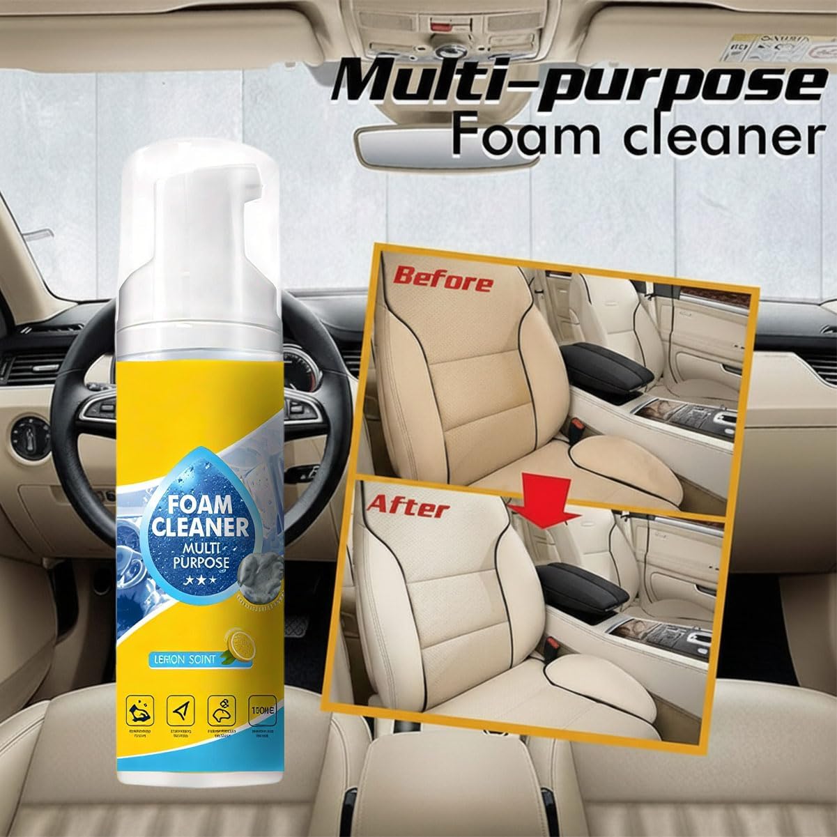 Automotive Interior Foam Cleaner, Enzyme for Car Seats
