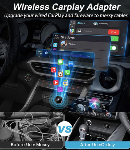 2026 Upgraded Wireless CarPlay Adapter& Android Auto Adapter-Mini&Stable CarPlay Wireless Dongle for iOS 10 Android 11 and Above