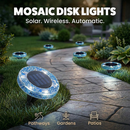 🏆Flash Sale✨Solar Outdoor Mosaic Disk Lights, Waterproof Decorative Pathway LED Light