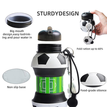 Football Design Silicone Folding Water Bottle