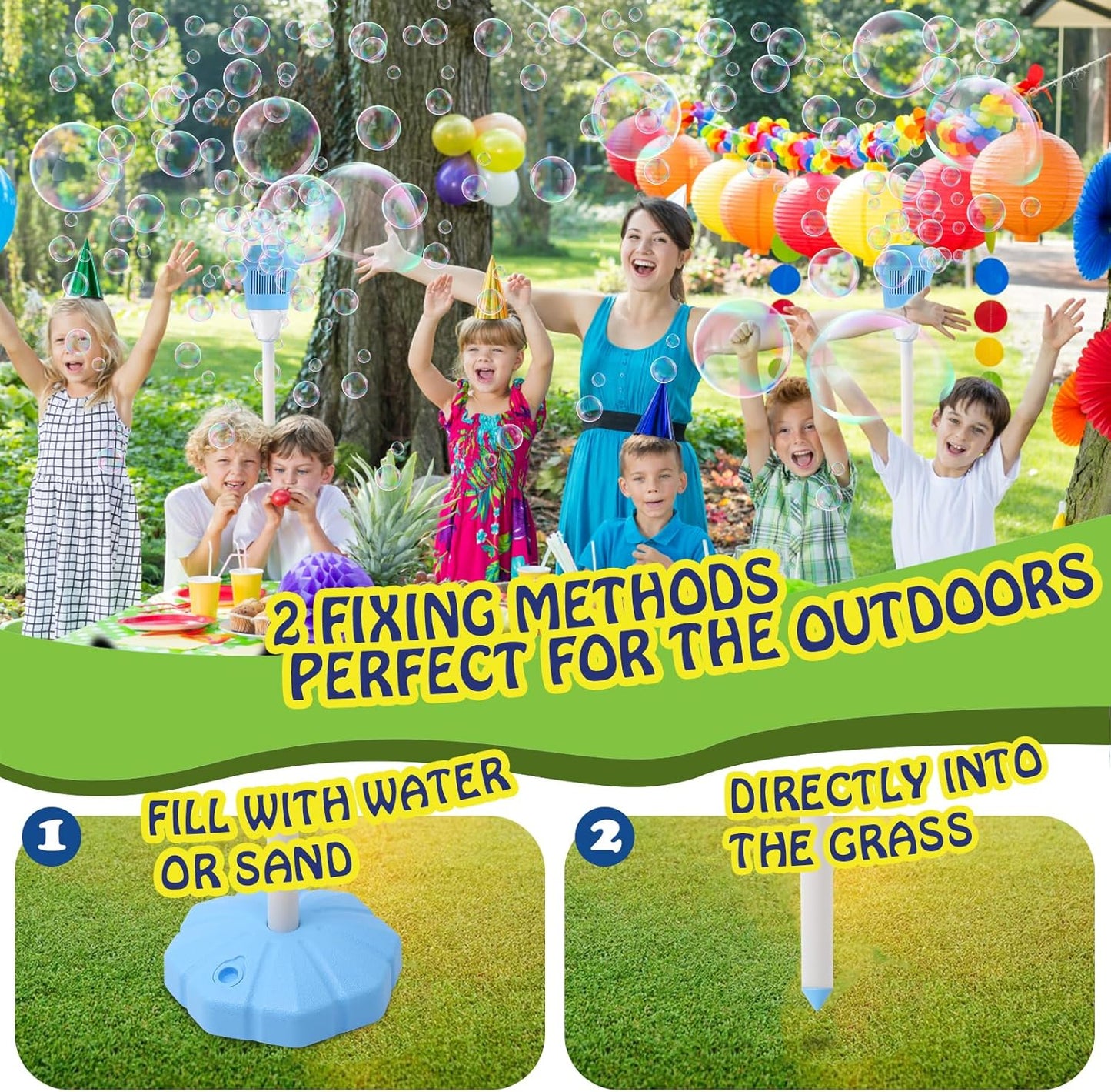 🔥Hot Sale 50% OFF🔥  Standing Bubble Machines with Colorful Lights & Music Kids Bubble Maker