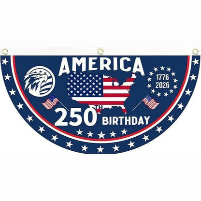 🔥Limited Time 50% Off✨ America 250th Birthday Semicircular Flag Banner 1776–2026 Patriotic Bunting