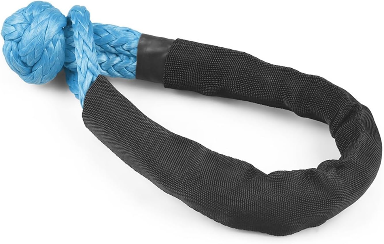 🏆Flash Sale#Winch Rope Synthetic Soft Shackle+Recovery Ring Set Rugged Shackles With Protective Sleeve 41000lbs