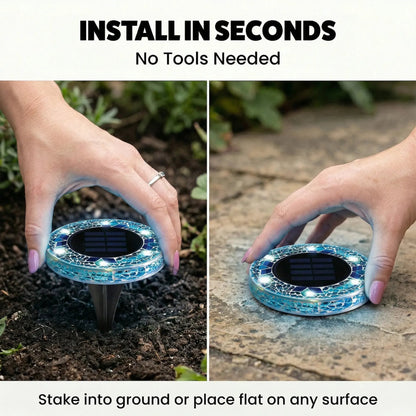 🏆Flash Sale✨Solar Outdoor Mosaic Disk Lights, Waterproof Decorative Pathway LED Light