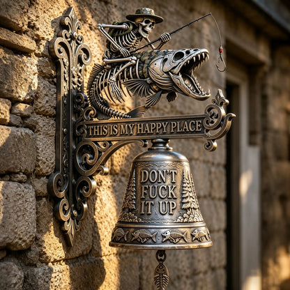 🏍️ Skull Rider Bell – “This Is My Happy Place” Wall Bell