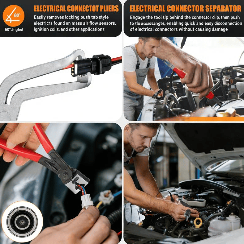 🔧 High-Carbon Steel Automotive Electrical Disconnect Pliers Kit - Multi-Function Auto Repair Removal Tools