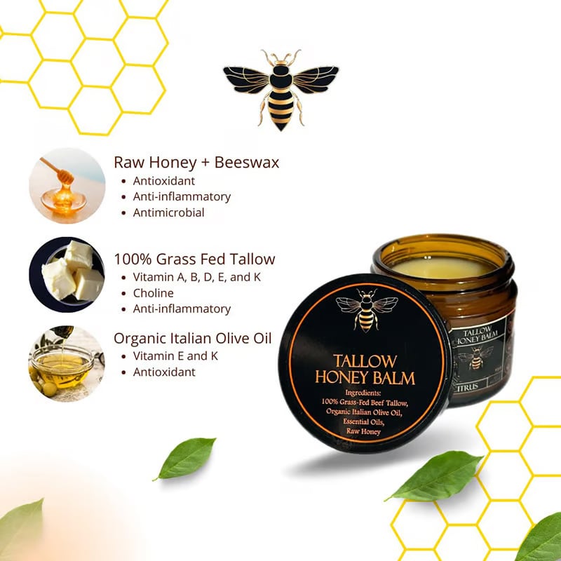 🍊Final 3 Hours: Only $19.99🎁Organic Grass-Fed Beef Tallow Balm with Raw Honey