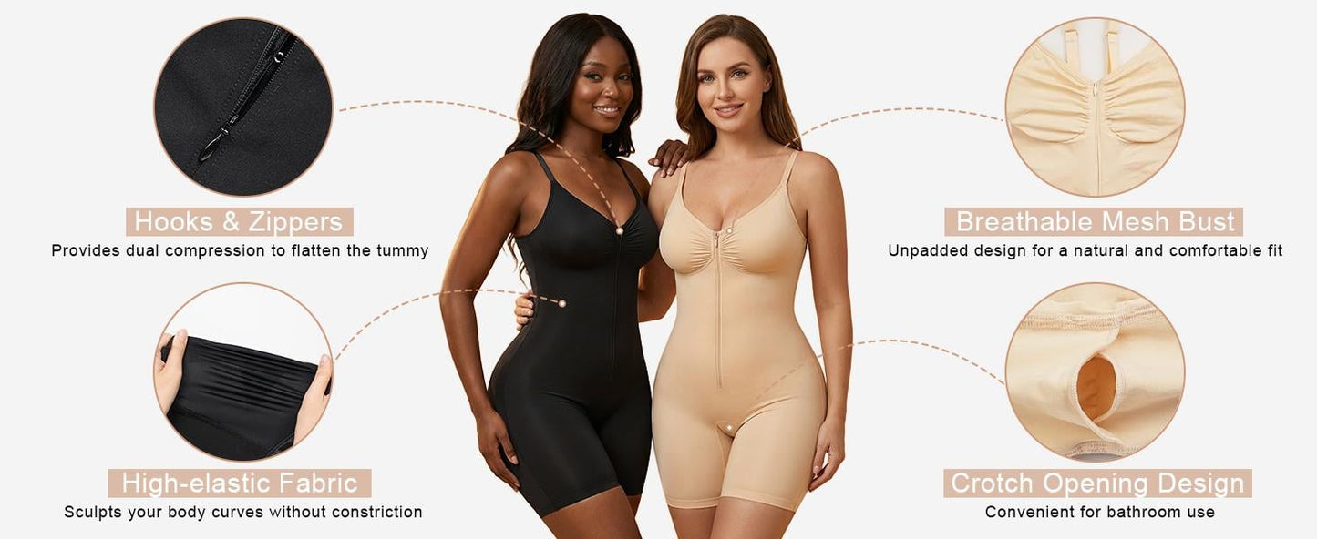 🎁LAST DAY 49% OFF🔥Women's Tummy Control Bodysuit – Zip-Up, Ultra Stretch, Breathable Mesh