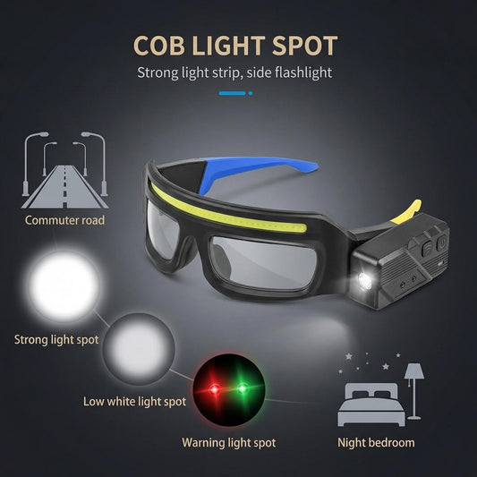 🔥Last Day 49% OFF -LED Glasses Rechargeable Headlight Glasses with Motion Sensor & Touch Control