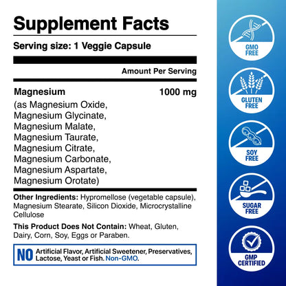 Toplux Magnesium Complex 8 Essential Magnesium Supplement 1000mg