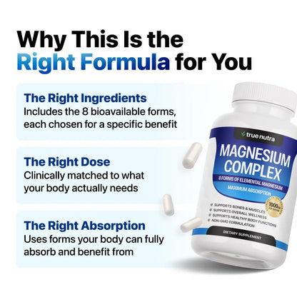 Toplux Magnesium Complex 8 Essential Magnesium Supplement 1000mg