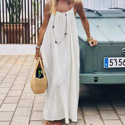 Womens Sleeveless Cami Lounge Maxi Dress Solid Color  Sleepwear
