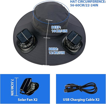 🔥Summer Hot Sale 50% OFF⚡-2026 New Ultralight Solar Fan Sun Fishing Hat-Solar & USB Charging🧢
