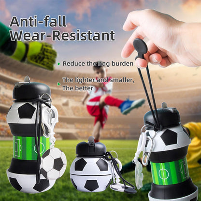 Football Design Silicone Folding Water Bottle