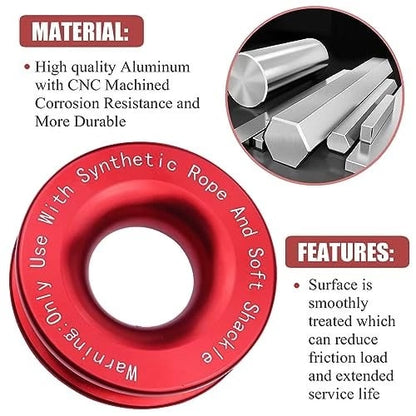 🏆Flash Sale#Winch Rope Synthetic Soft Shackle+Recovery Ring Set Rugged Shackles With Protective Sleeve 41000lbs