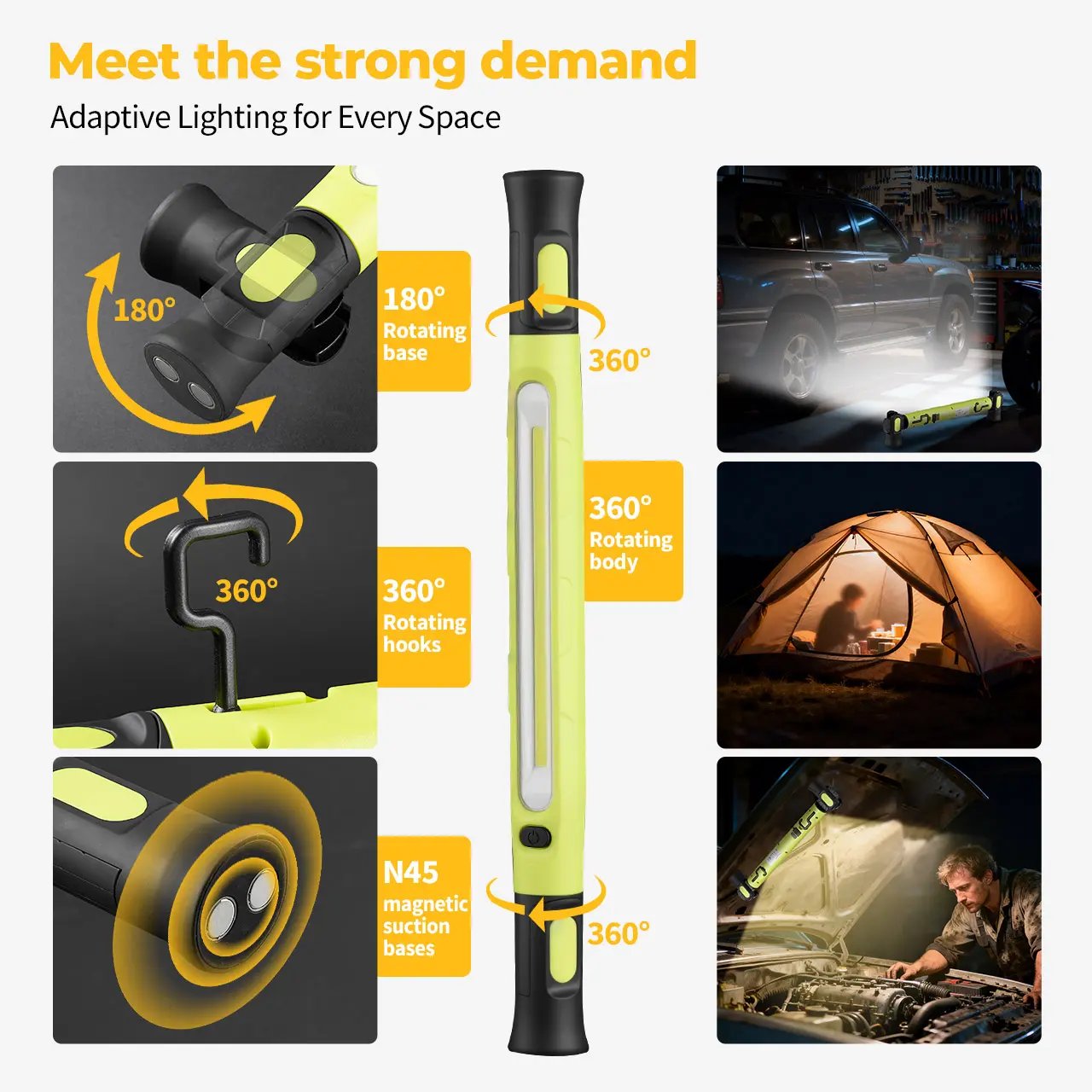 [Father's Day Gift] 3000LM Cordless Under Hood Work Light Bar for Car Repair & Garage Use