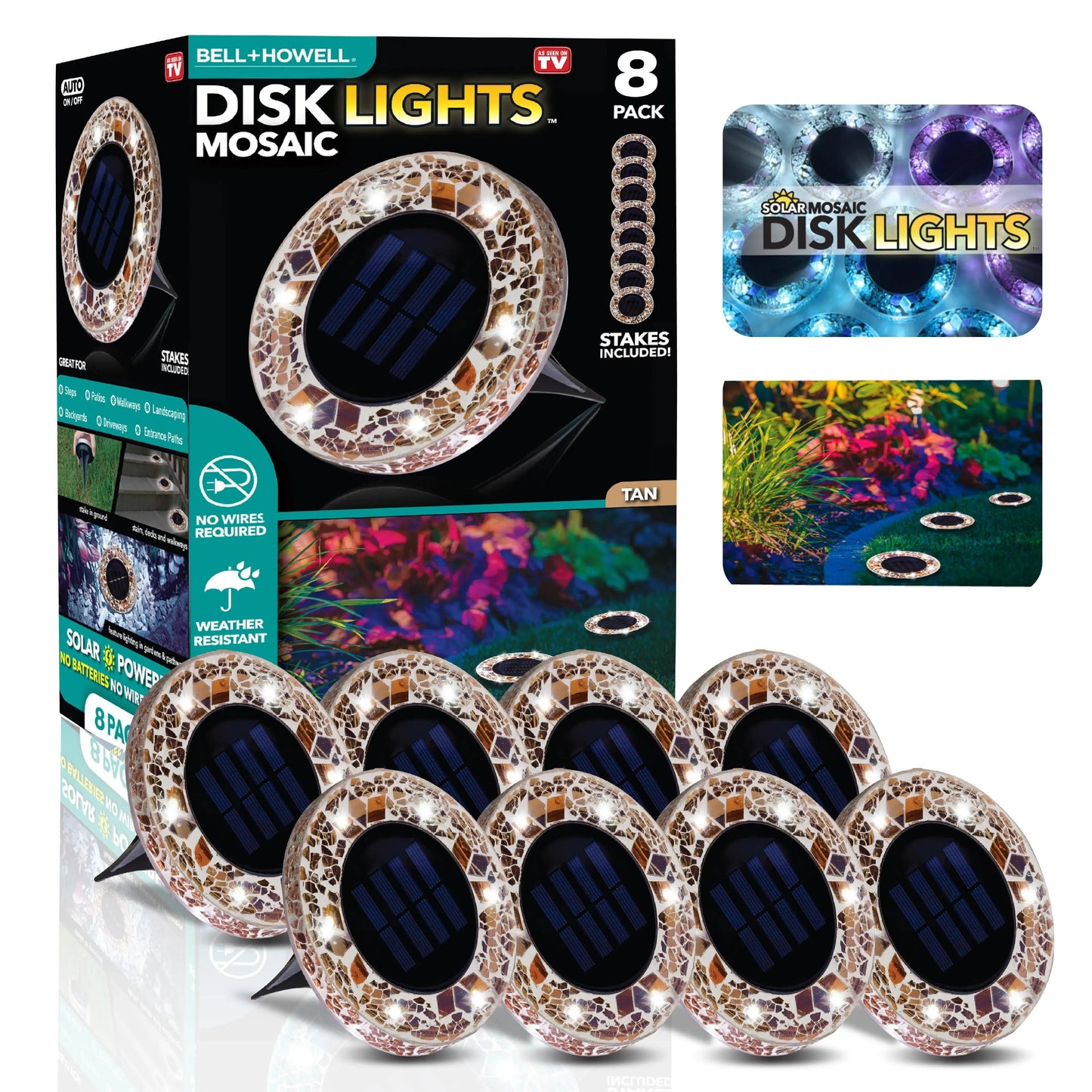 🏆Flash Sale✨Solar Outdoor Mosaic Disk Lights, Waterproof Decorative Pathway LED Light