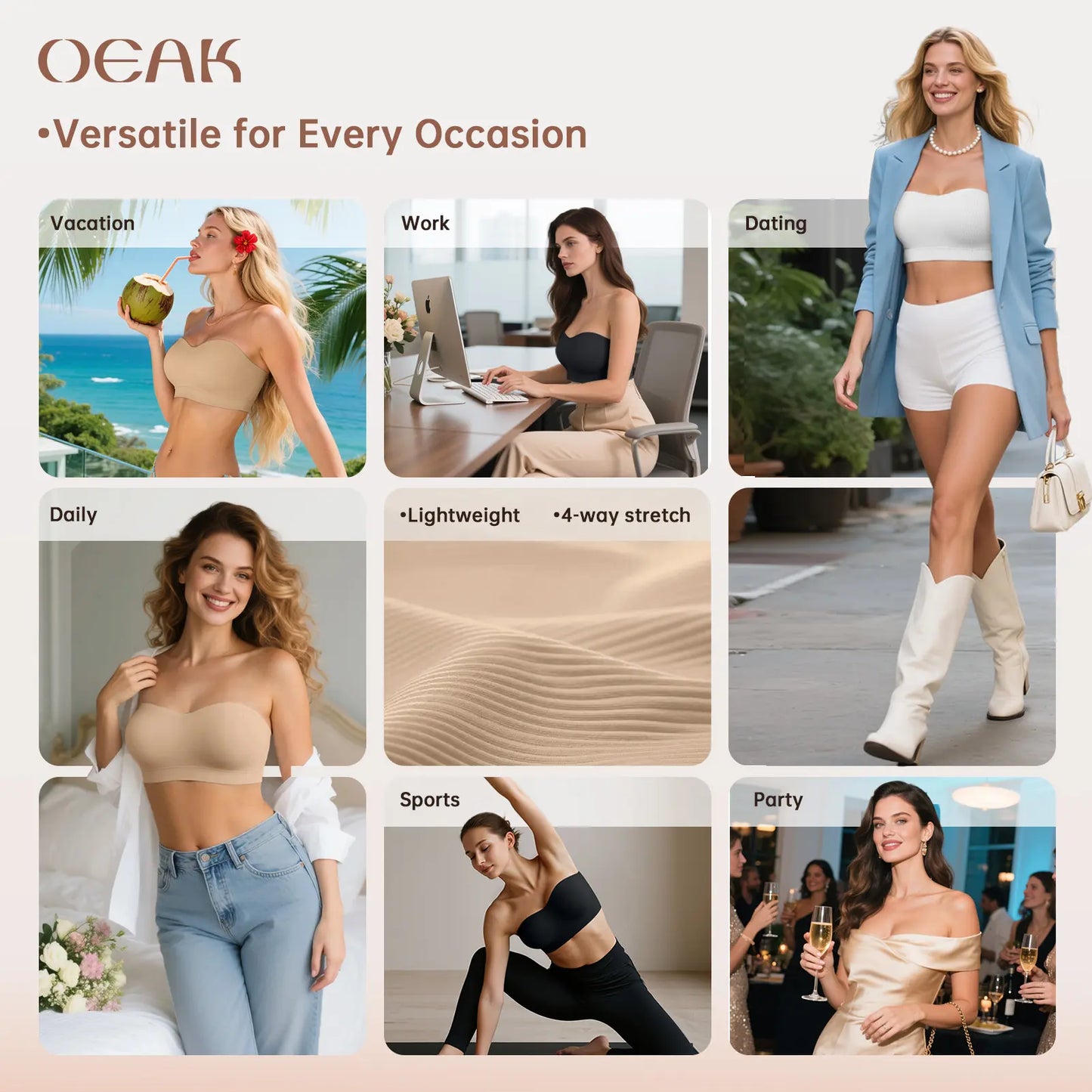Women's Non-Slip Strapless Bra – Seamless Wireless Support