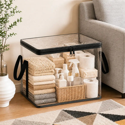 🔥Buy More Save More🔥Black PVC Stuffed Animal & Doll Storage Box with Handle