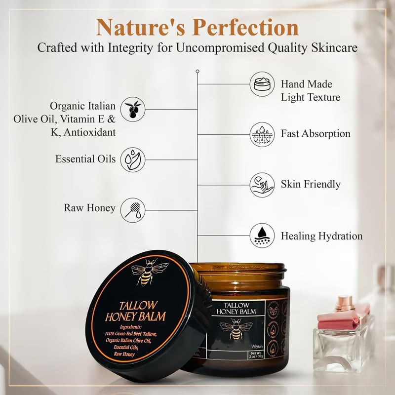 🍊Final 3 Hours: Only $19.99🎁Organic Grass-Fed Beef Tallow Balm with Raw Honey
