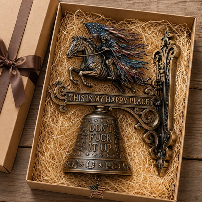 🏍️ Skull Rider Bell – “This Is My Happy Place” Wall Bell