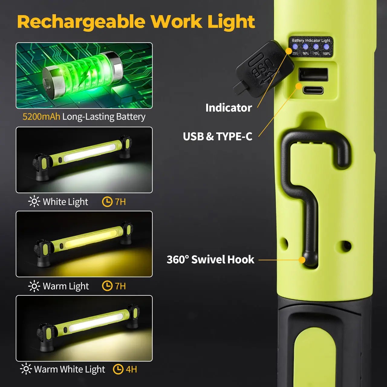 [Father's Day Gift] 3000LM Cordless Under Hood Work Light Bar for Car Repair & Garage Use